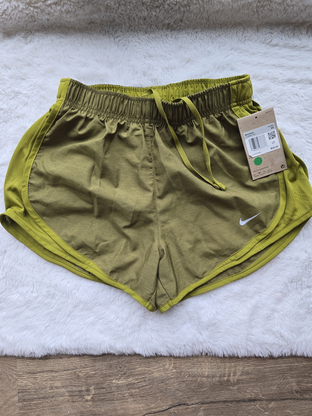 Nike Women's Olive/Chartreuse Athletic Shorts